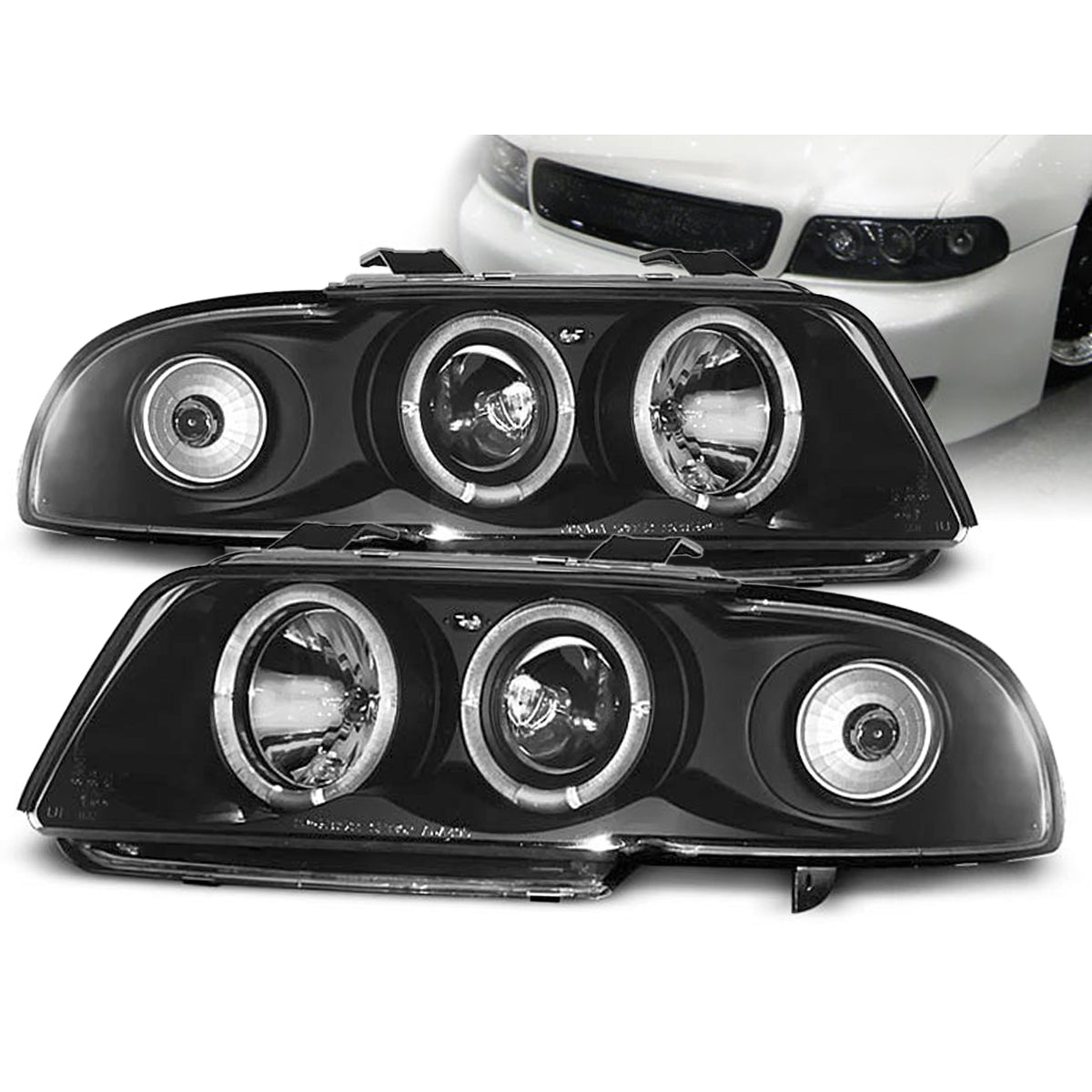 SCHEINWERFER ANGEL EYES SCHWARZ passend für Audi A4 11.94-12.98