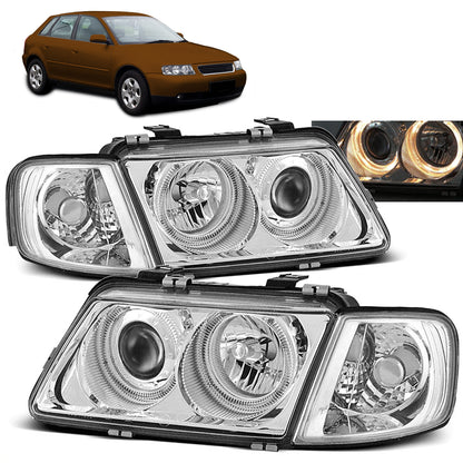 SCHEINWERFER ANGEL EYES CHROM passend für Audi A3 08.96-08.00