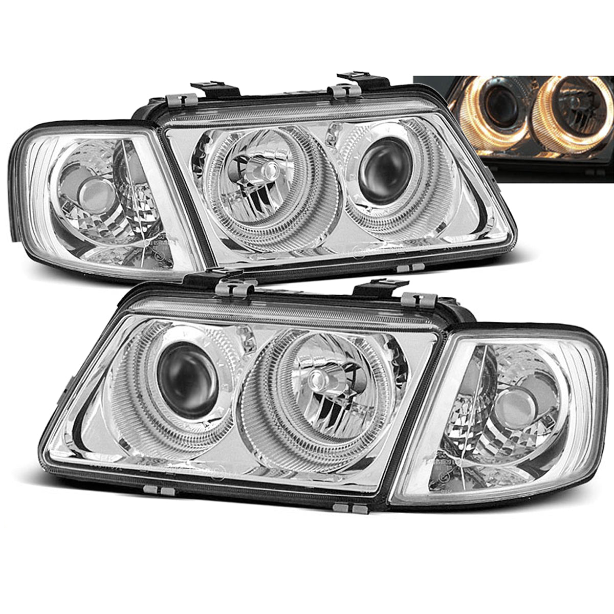 SCHEINWERFER ANGEL EYES CHROM passend für Audi A3 08.96-08.00