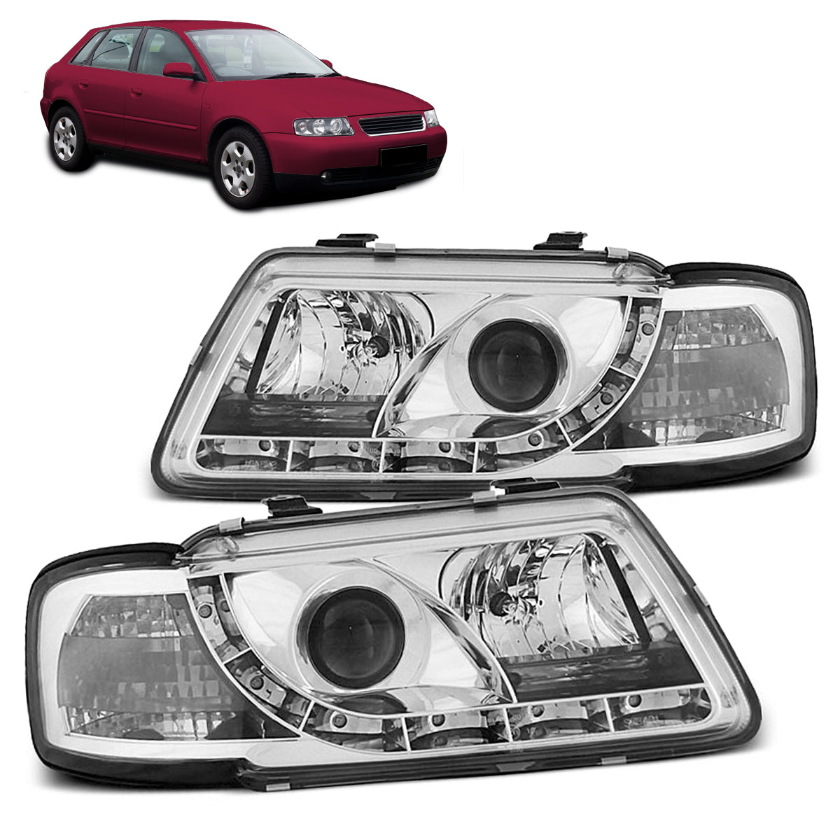 Scheinwerfer Tagfahrlicht Chrom passend für Audi A3 8L 08.96-08.00