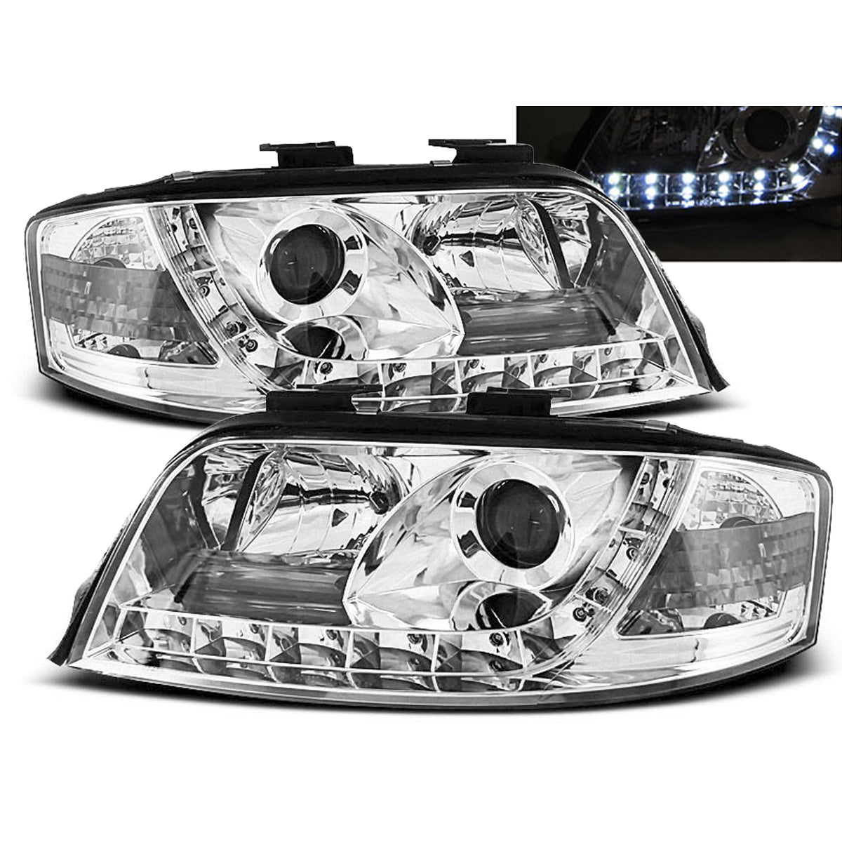 Scheinwerfer Tagfahrlicht Chrom passend für Audi A6 06.01-05.04