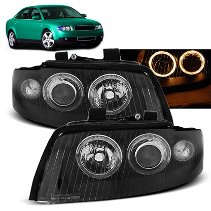 Xenon Scheinwerfer Angel Eyes Schwarz passend für Audi A4 10.00-10.04