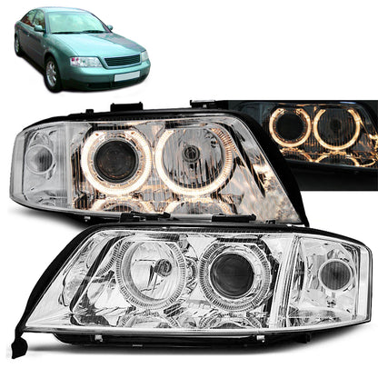 Scheinwerfer Angel Eyes Chrom passend für Audi A6 05.97-06.01