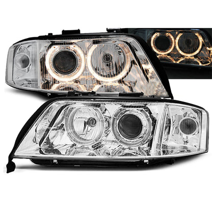 Scheinwerfer Angel Eyes Chrom passend für Audi A6 05.97-06.01