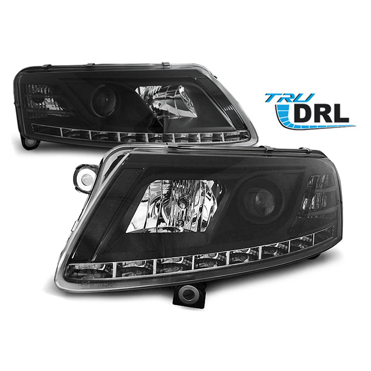 Scheinwerfer True DRL Schwarz passend für Audi A6 C6 04.04-08