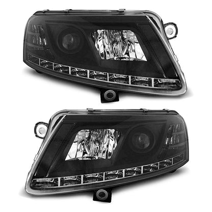Scheinwerfer True DRL Schwarz passend für Audi A6 C6 04.04-08