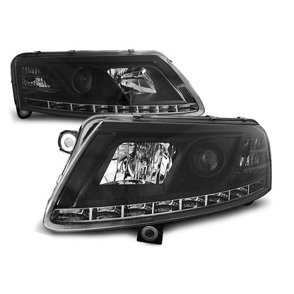 Scheinwerfer True DRL Schwarz passend für Audi A6 C6 04.04-08