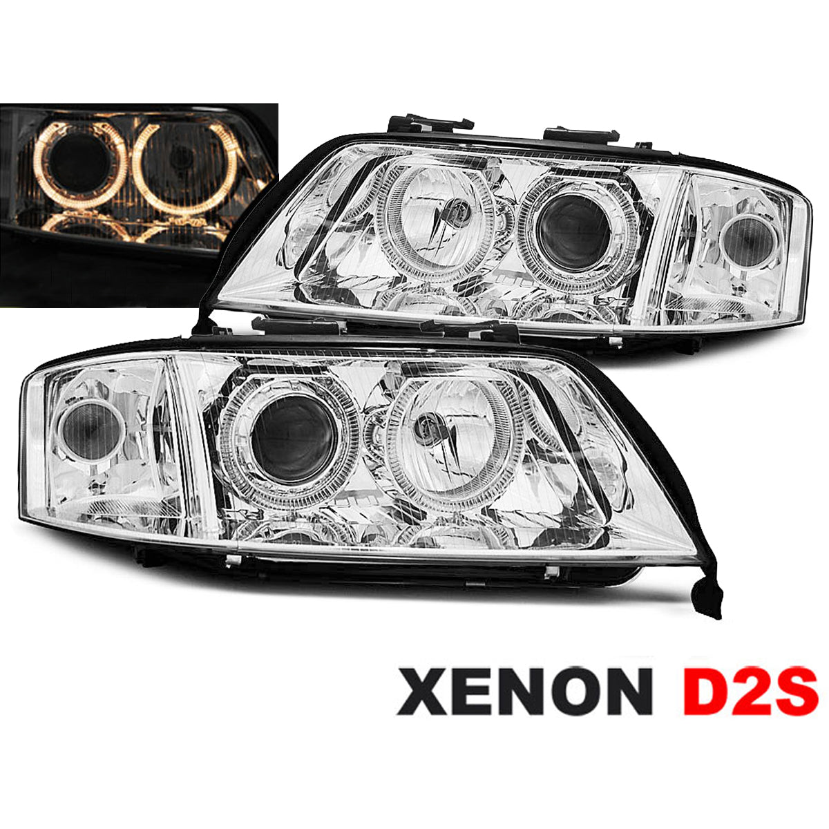 Xenon Scheinwerfer Angel Eyes Chrom passend für Audi A6 06.01-05.04