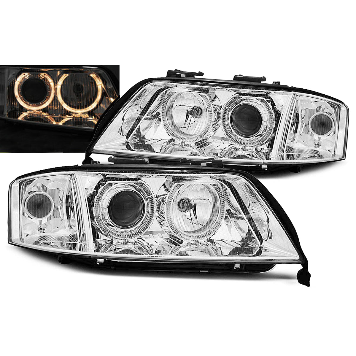 Xenon Scheinwerfer Angel Eyes Chrom passend für Audi A6 06.01-05.04