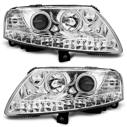 Scheinwerfer Angel Eyes LED Chrom passend für Audi A6 C6 04.04-08