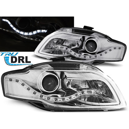 Scheinwerfer True DRL Chrom passend für Audi A4 B7 11.04-03.08