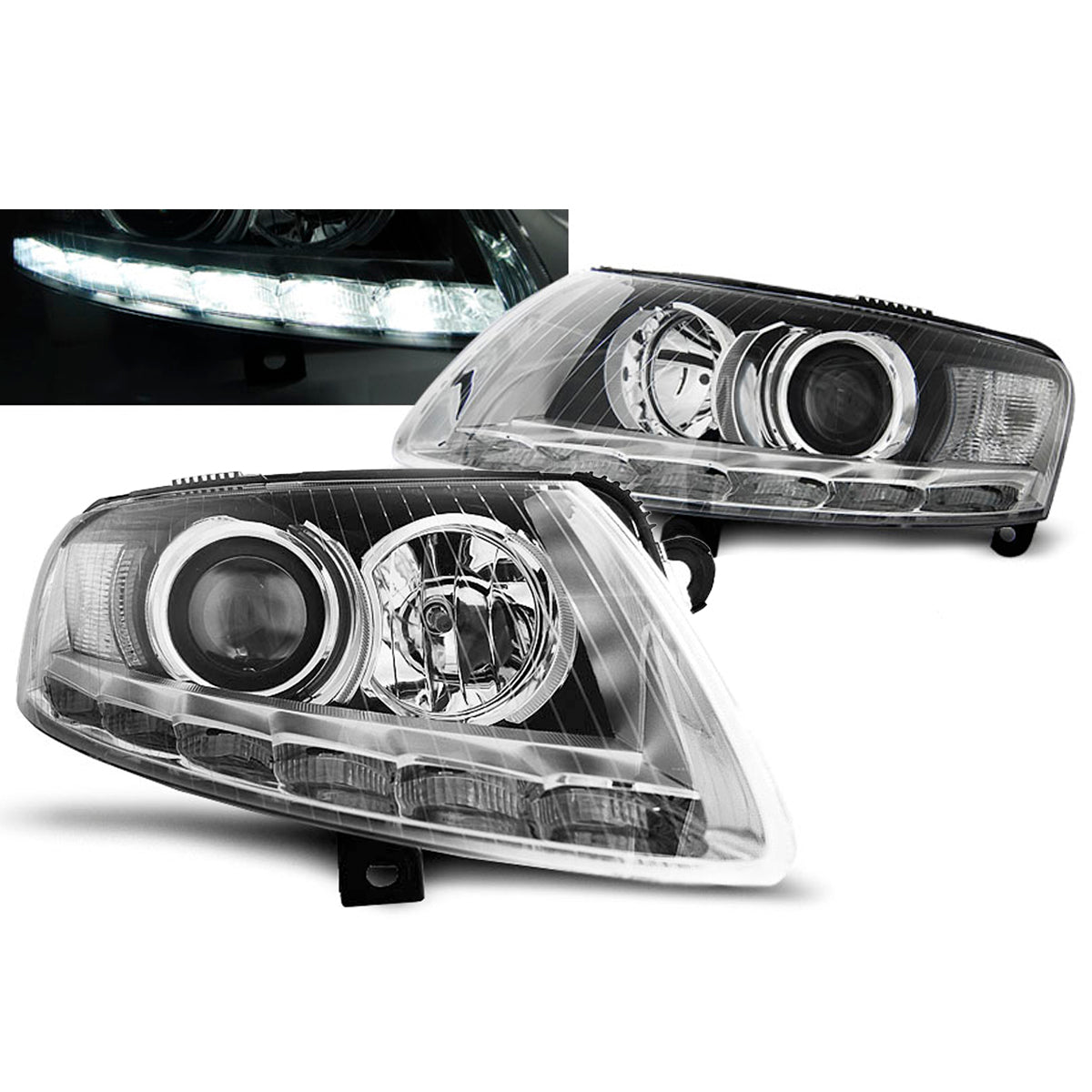 Xenon Scheinwerfer True DRL Chrom passend für Audi A6 C6 04.04-08