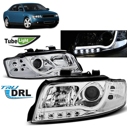 Scheinwerfer Tube Light DRL Chrom passend für Audi A4 10.00-10.04