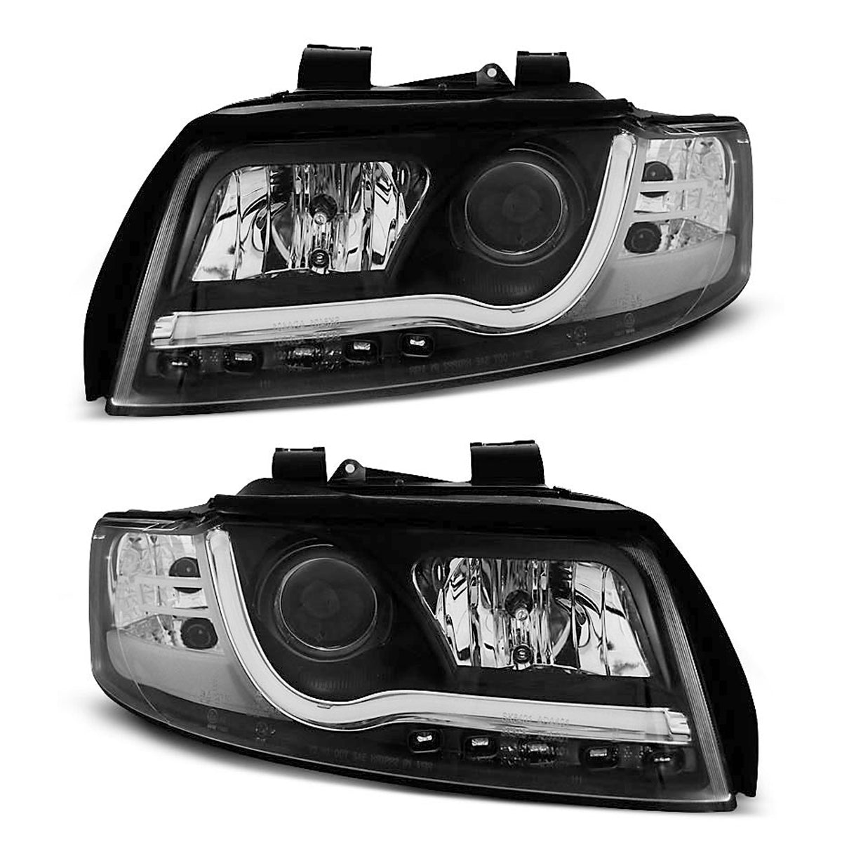 Scheinwerfer Tube Light DRL Schwarz passend für Audi A4 10.00-10.04