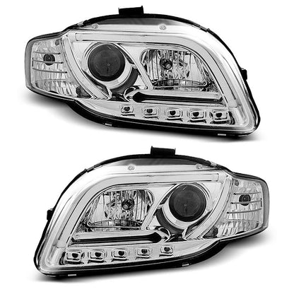 Scheinwerfer Tube Light DRL Chrom passend für Audi A4 B7 11.04-03.08