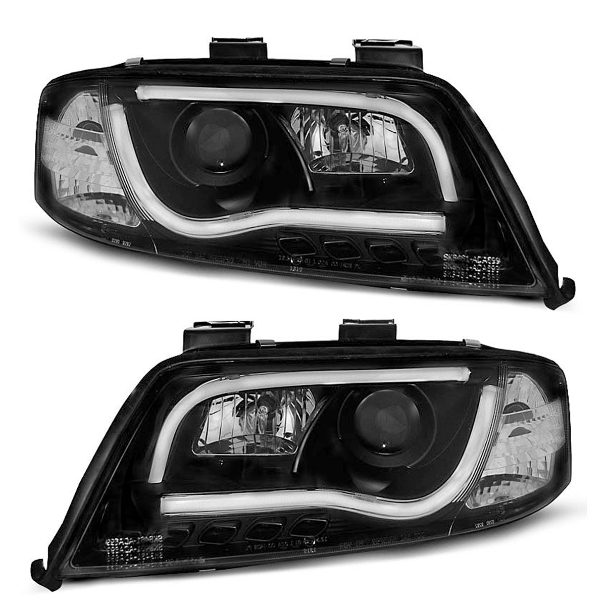 Scheinwerfer Tube Light DRL Schwarz passend für Audi A6 06.01-05.04