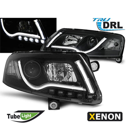 XENON Scheinwerfer Tube Light DRL Schwarz passend für Audi A6 C6 04-08