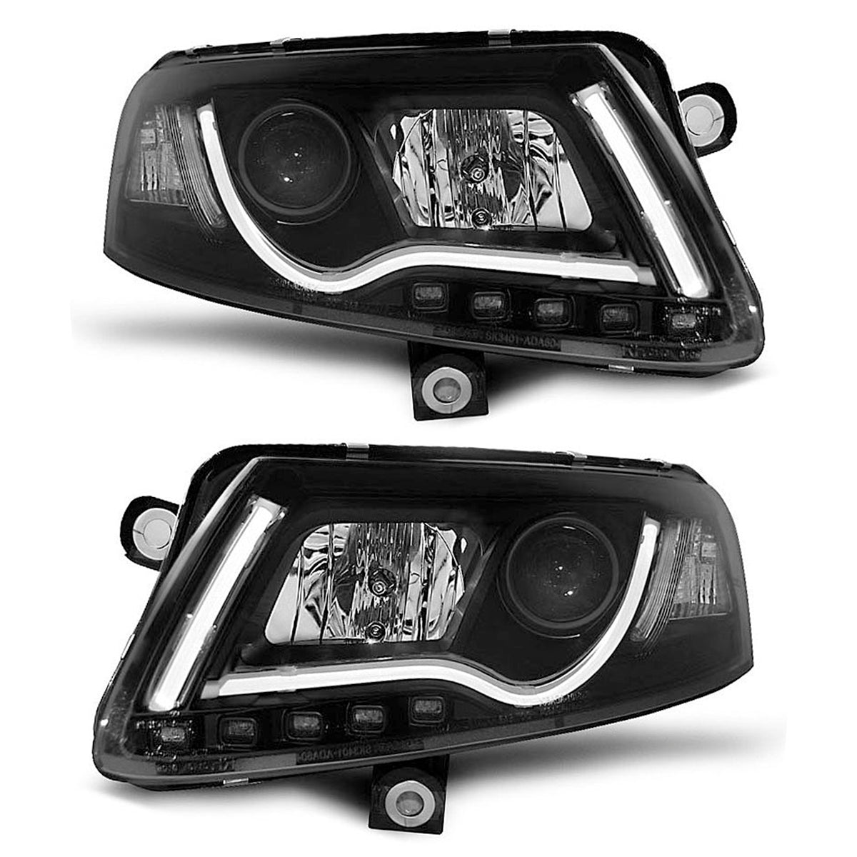 XENON Scheinwerfer Tube Light DRL Schwarz passend für Audi A6 C6 04-08