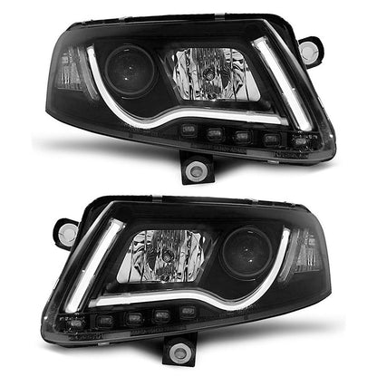 XENON Scheinwerfer Tube Light DRL Schwarz passend für Audi A6 C6 04-08