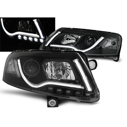 XENON Scheinwerfer Tube Light DRL Schwarz passend für Audi A6 C6 04-08