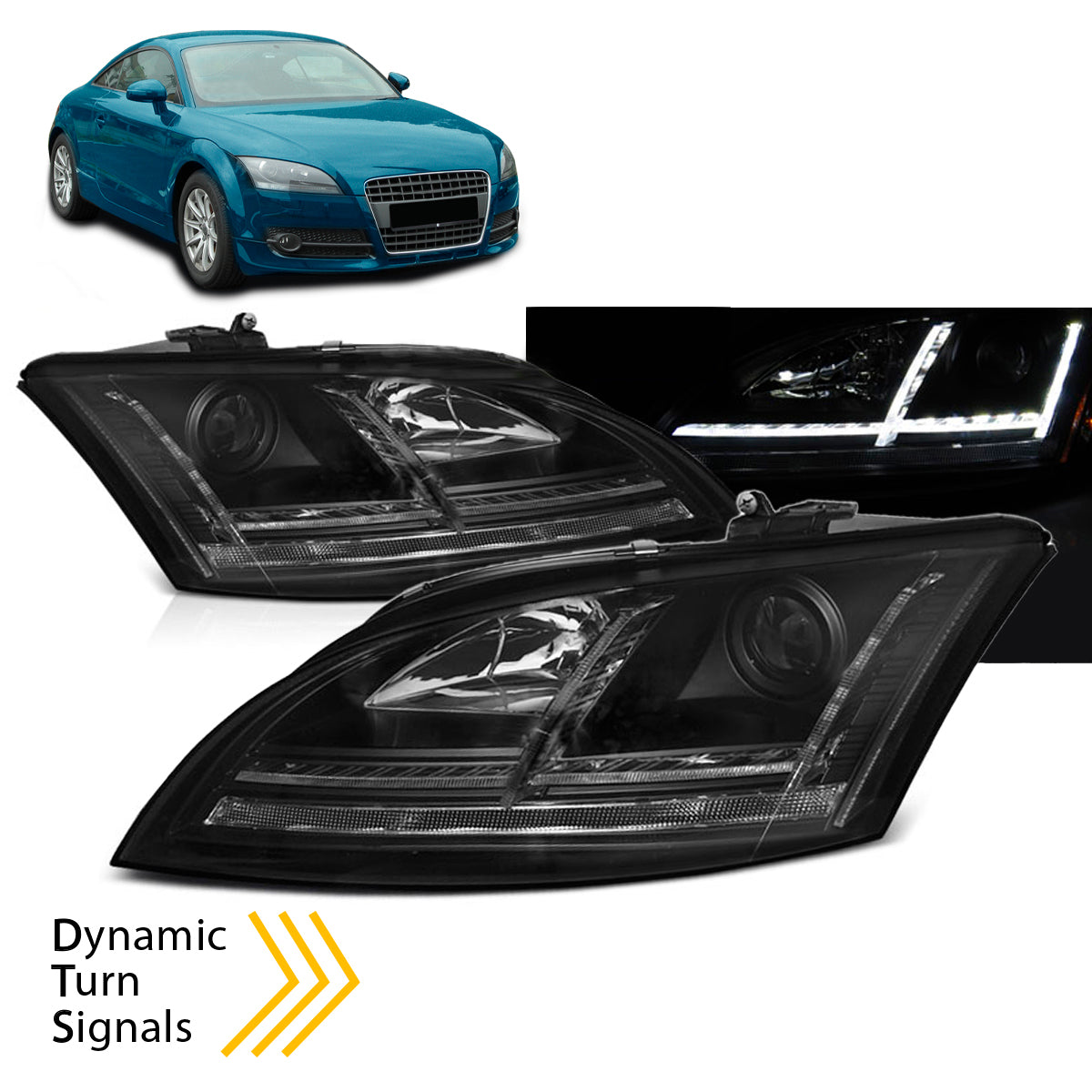 Scheinwerfer LED Schwarz SEQ passend für Audi TT 06-10 8J