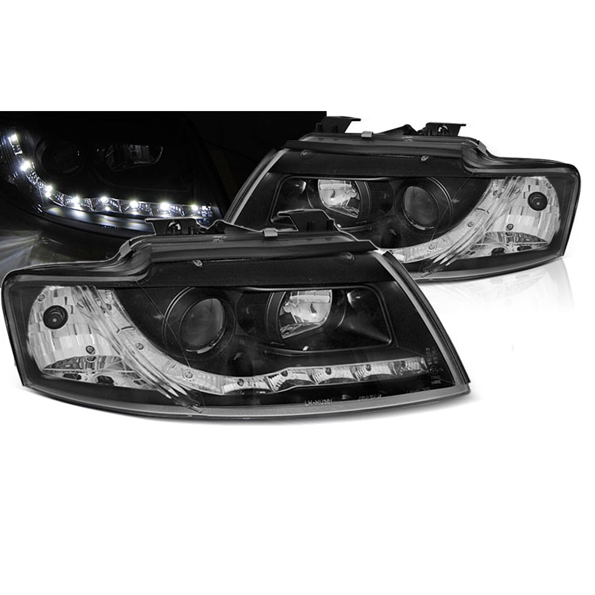 Scheinwerfer Daylight Schwarz passend für Audi A4 B6 Cabrio 02-06