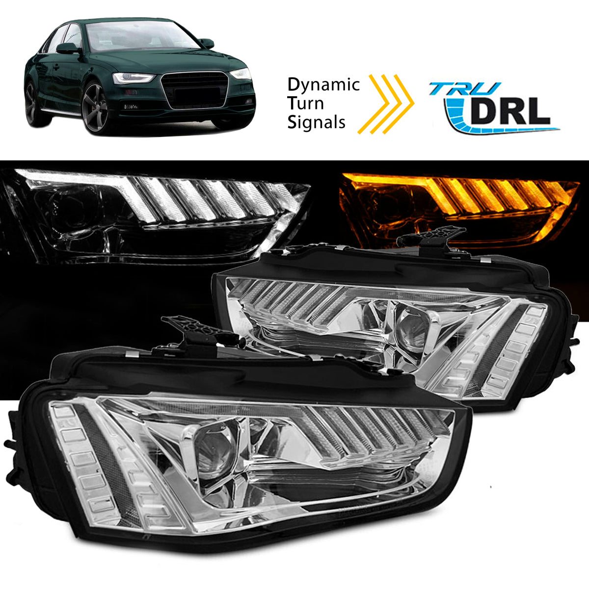 Scheinwerfer LED Chrom SEQ passend für Audi A4 B8 12-15
