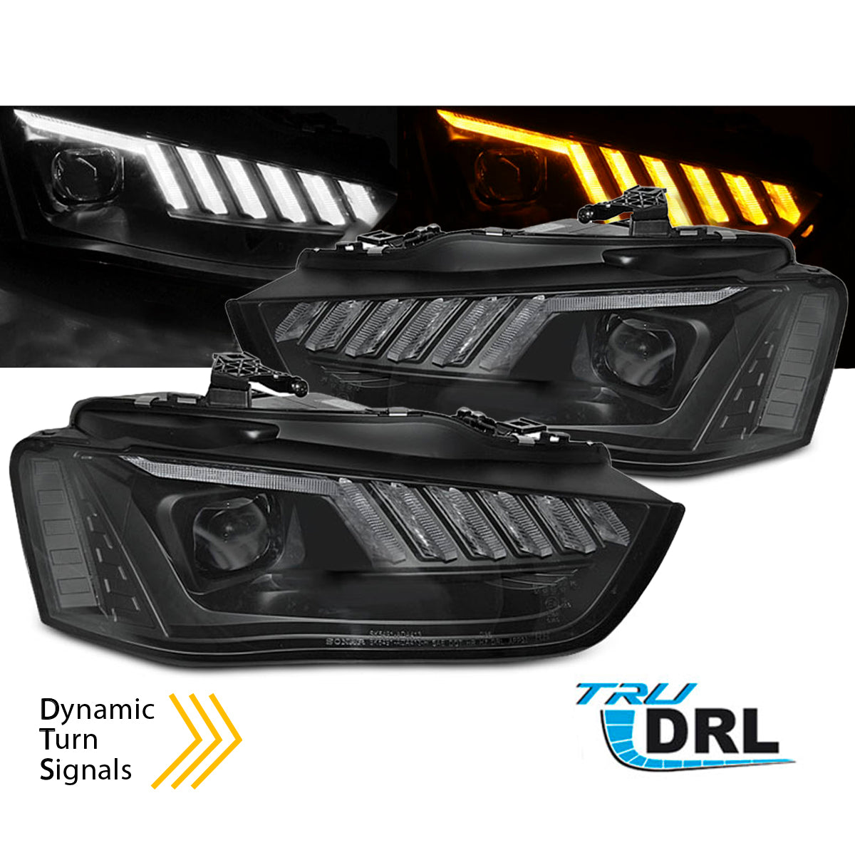 Scheinwerfer LED Schwarz SEQ passend für Audi A4 B8 12-15
