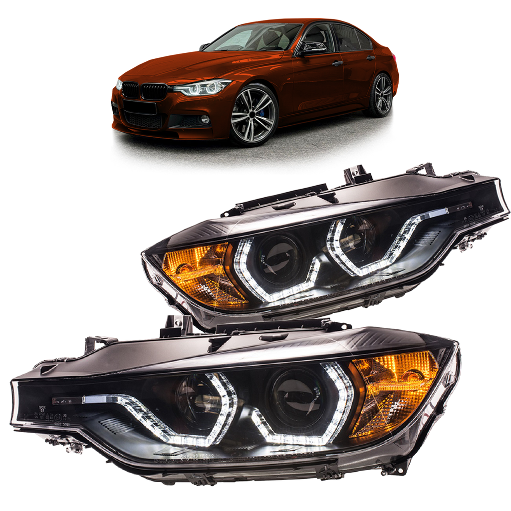 Scheinwerfer Xenon Schwarz mit Tagfahrlicht passend für BMW 3er (F30) Limousine und (F31) Touring Vor-Facelift 2012-2015