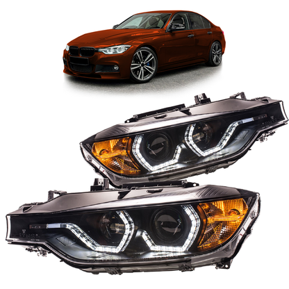 Scheinwerfer Xenon Schwarz mit Tagfahrlicht passend für BMW 3er (F30) Limousine und (F31) Touring Vor-Facelift 2012-2015