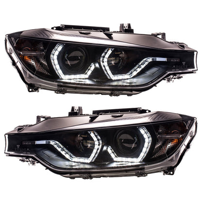 Halogen Schwarz DRL Scheinwerfer passend für BMW 3er F30 F31 2015-2018