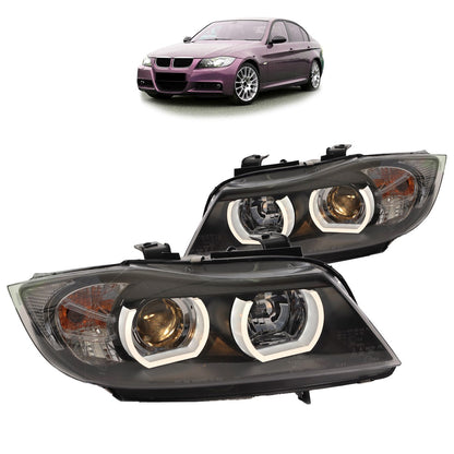 Scheinwerfer Set Halogen Schwarz passend für BMW 3er E90 E91 2005-2012
