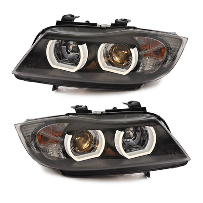 Scheinwerfer Set Halogen Schwarz passend für BMW 3er E90 E91 2005-2012