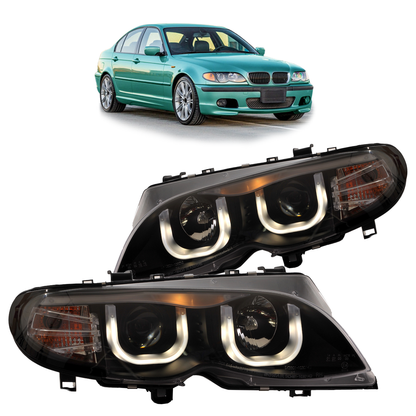 Scheinwerfer Halogen Schwarz passend für BMW 3er E46 Limousine Touring 2001-2005