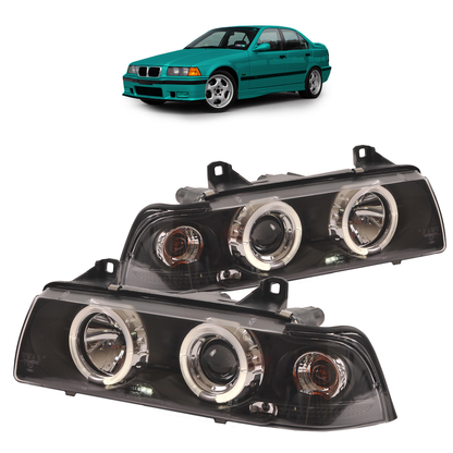 Scheinwerfer Halogen Schwarz passend für BMW 3er E36 Limousine/Touring 1992-1998