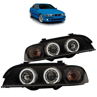 Schwarze CCFL Halogen Scheinwerfer passend für BMW 5er E39 1995-2003