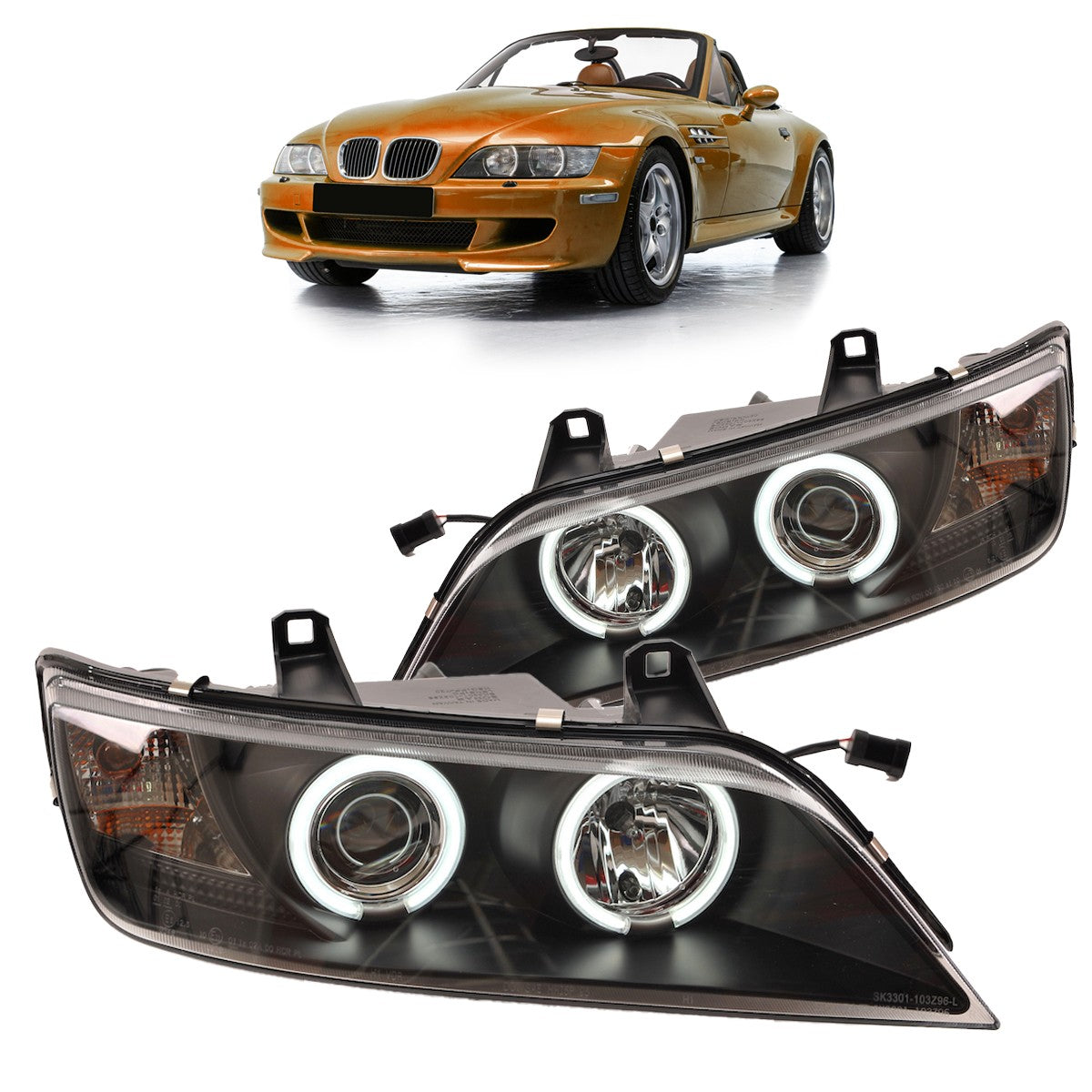 Scheinwerfer Halogen Schwarz CCFL passend für BMW Z3 (E36) 1996-2002