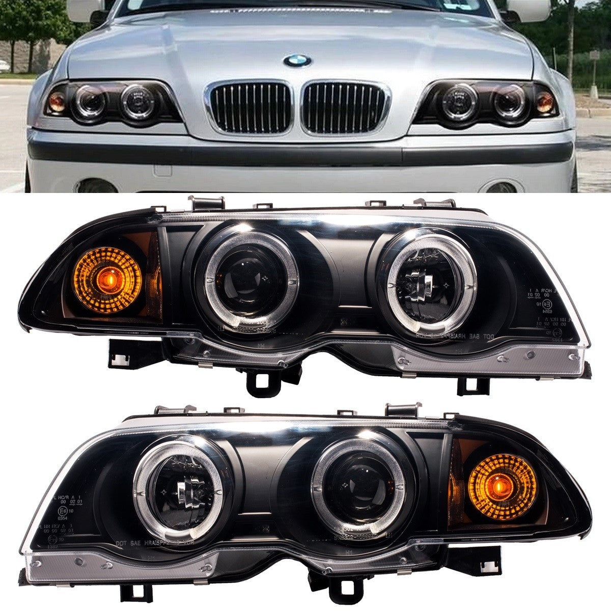 Halogenscheinwerfer Schwarz passend für BMW 3er E46 Limousine Touring 1998-2001