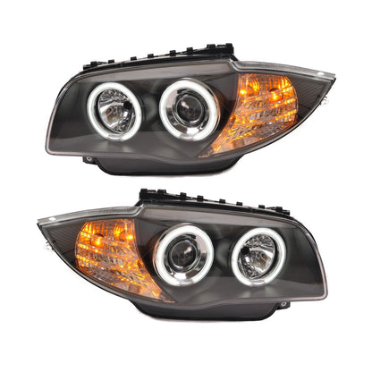 Halogenscheinwerfer Schwarz CCFL passend für BMW 1er E81 E82 E87 E88 2004-2011