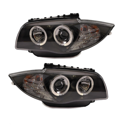 Schwarze Halogenscheinwerfer passend für BMW 1er E81 E87 E82 E88 2004-2011