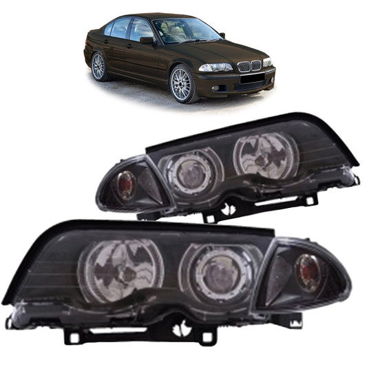 Schwarze CCFL Halogenscheinwerfer passend für BMW 3er E46 Limousine/Touring 98-01