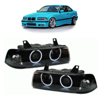 Schwarze CCFL Halogen Scheinwerfer passend für BMW 3er E36 Coupé/Conv 1991-1999