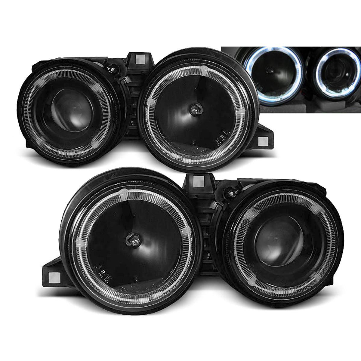 Scheinwerfer Angel Eyes Schwarz passend für BMW E30 11.82-06.94