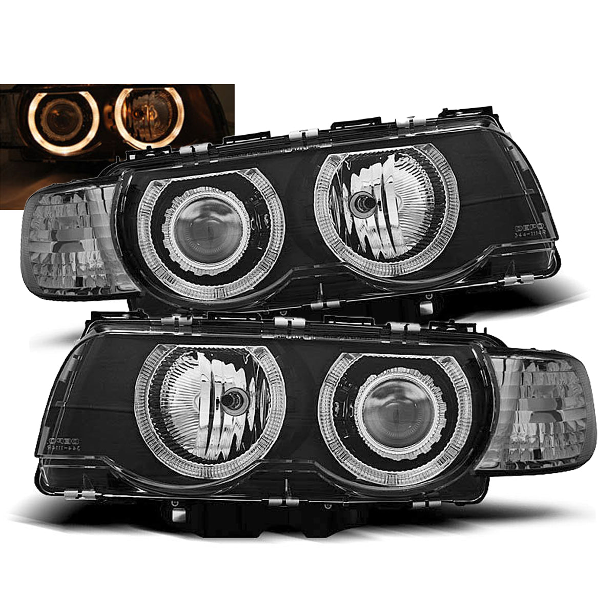 Scheinwerfer Angel Eyes Schwarz passend für BMW E38 09.98-07.01