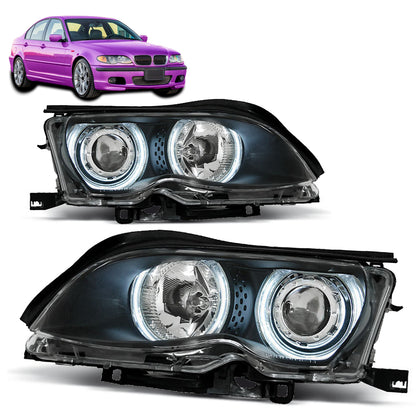 Scheinwerfer Angel Eyes CCFL Schwarz passend für BMW E46 09.01-03.05