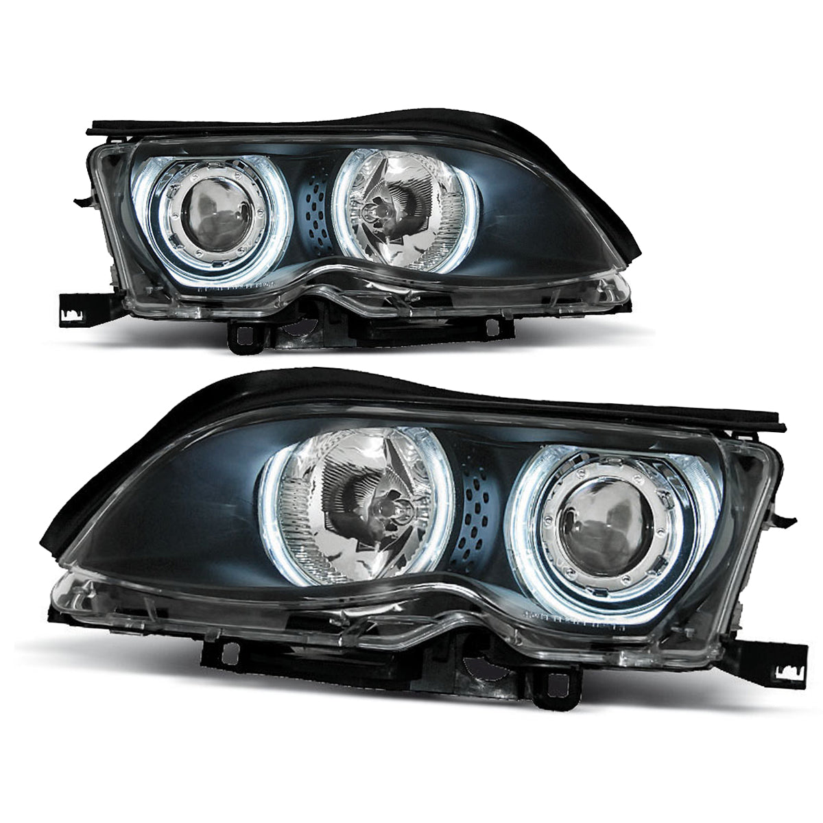 Scheinwerfer Angel Eyes CCFL Schwarz passend für BMW E46 09.01-03.05
