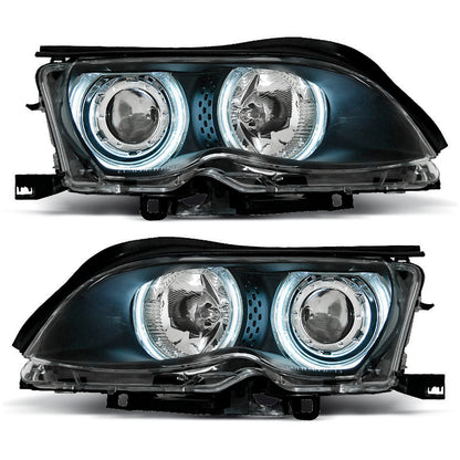 Scheinwerfer Angel Eyes CCFL Schwarz passend für BMW E46 09.01-03.05