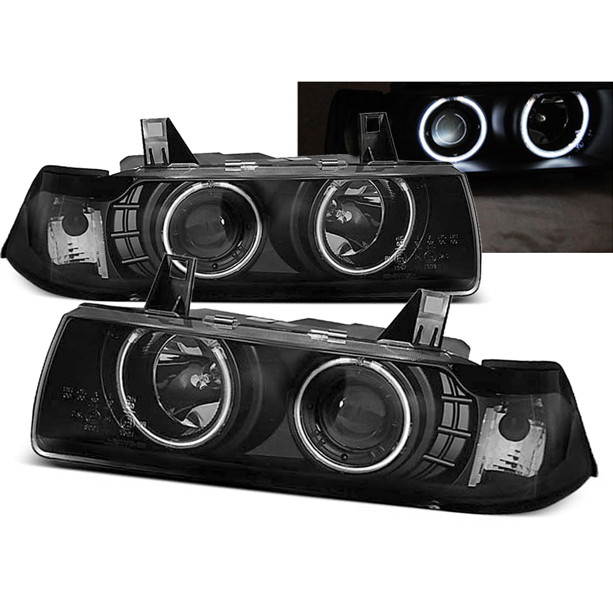 Scheinwerfer Angel Eyes CCFL Schwarz passend für BMW E36 12.90-08.99 C/C