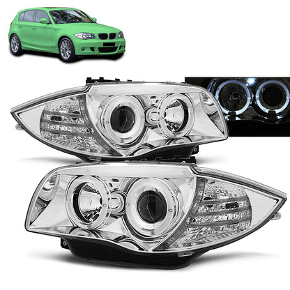 Scheinwerfer Angel Eyes Chrom passend für BMW 1 E87/E81/82/88 04-11