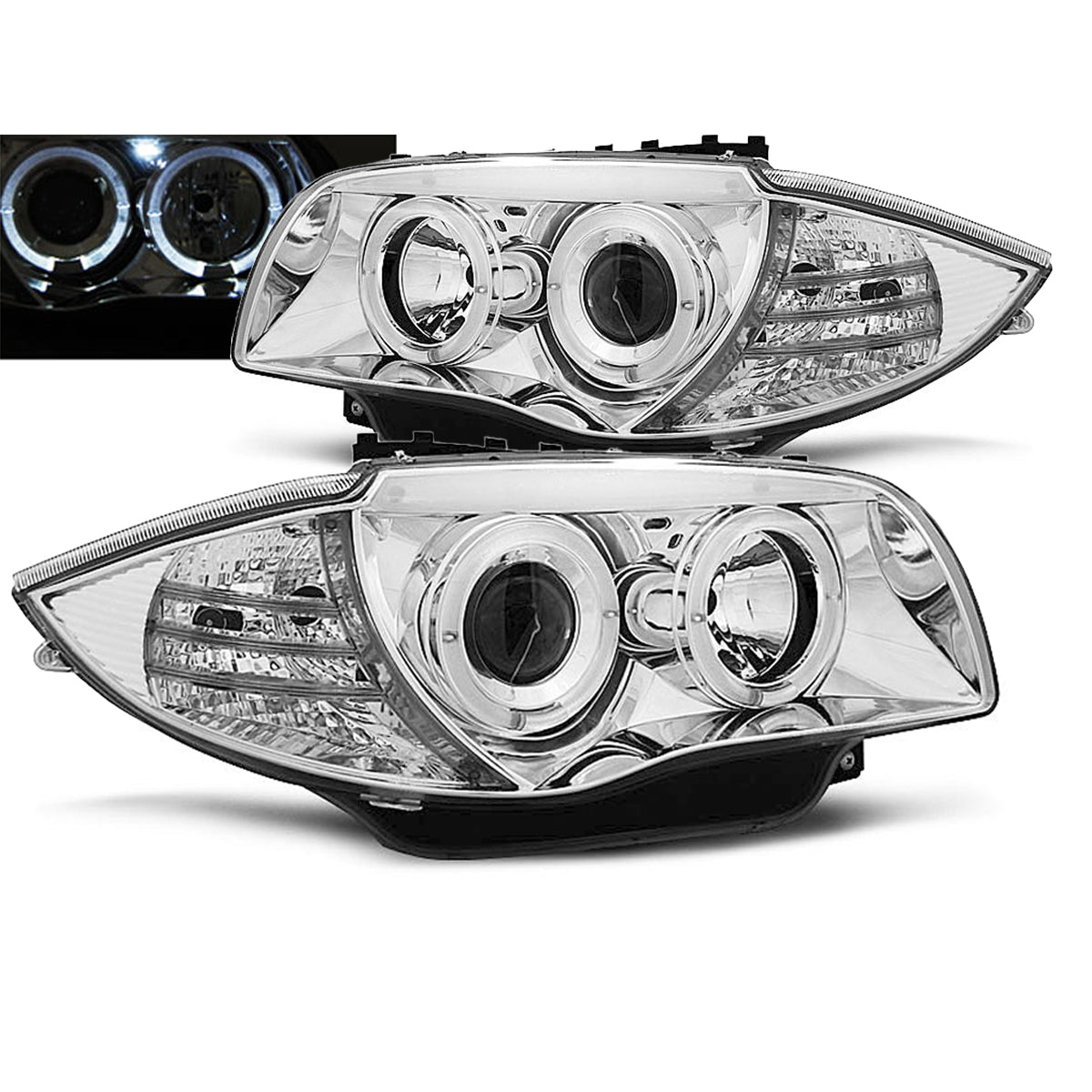 Scheinwerfer Angel Eyes Chrom passend für BMW 1 E87/E81/82/88 04-11